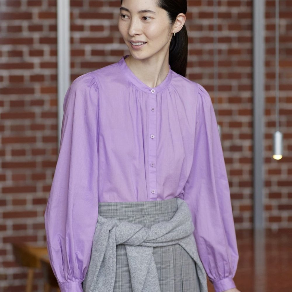 UNIQLO Cotton Volume Long-Sleeve Blouse